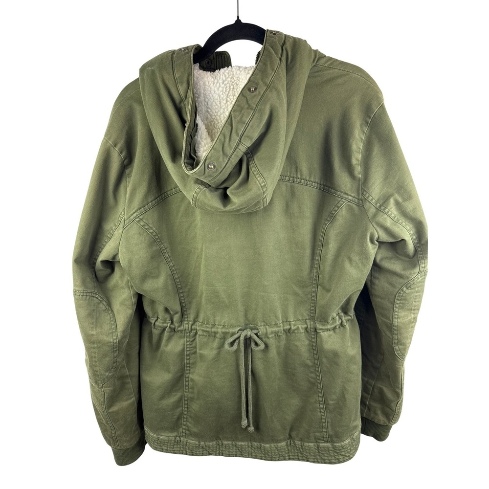 Hollister Heritage Collection Utility Jacket Olive Green Sherpa Hood Plaid XL - Picture 5 of 8